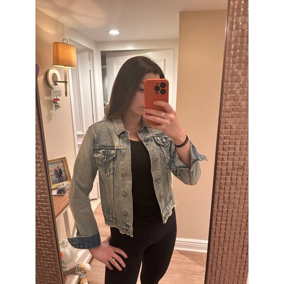 AllSaints Distressed Denim Jacket Vintage Wash Size Small - Picture 8 of 9